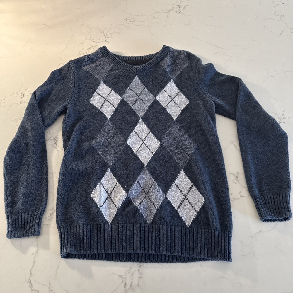 Urban Pipeline NWT Boy's Sweater Knit Navy And Gray Argyle Size Medium‎
